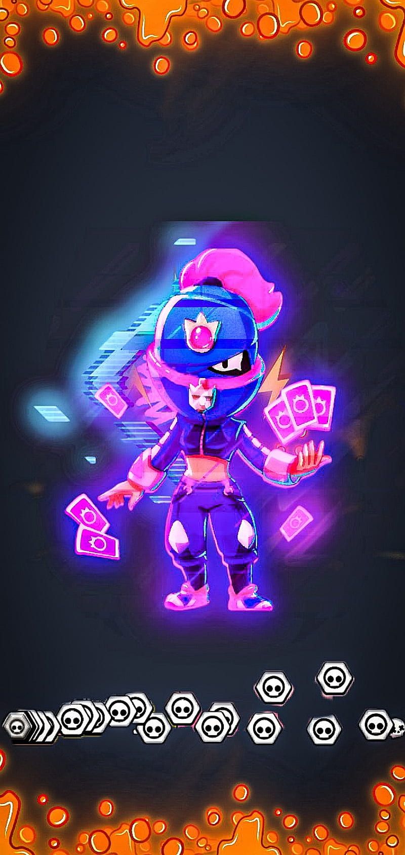  Brawl Stars Neon Hintergrundbild 800x1689. Brawl stars, dead, five, grateful, horror, mortal, purple, skulls, songs, theme, HD phone wallpaper