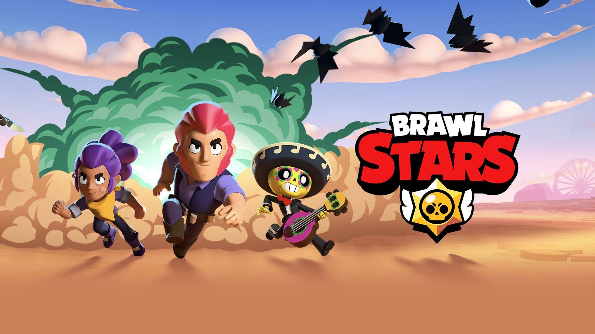  Brawl Stars Neon Hintergrundbild 1920x1080. Download It's Time For Adventure! Join The Team In Brawl Stars' Running Trio. Background