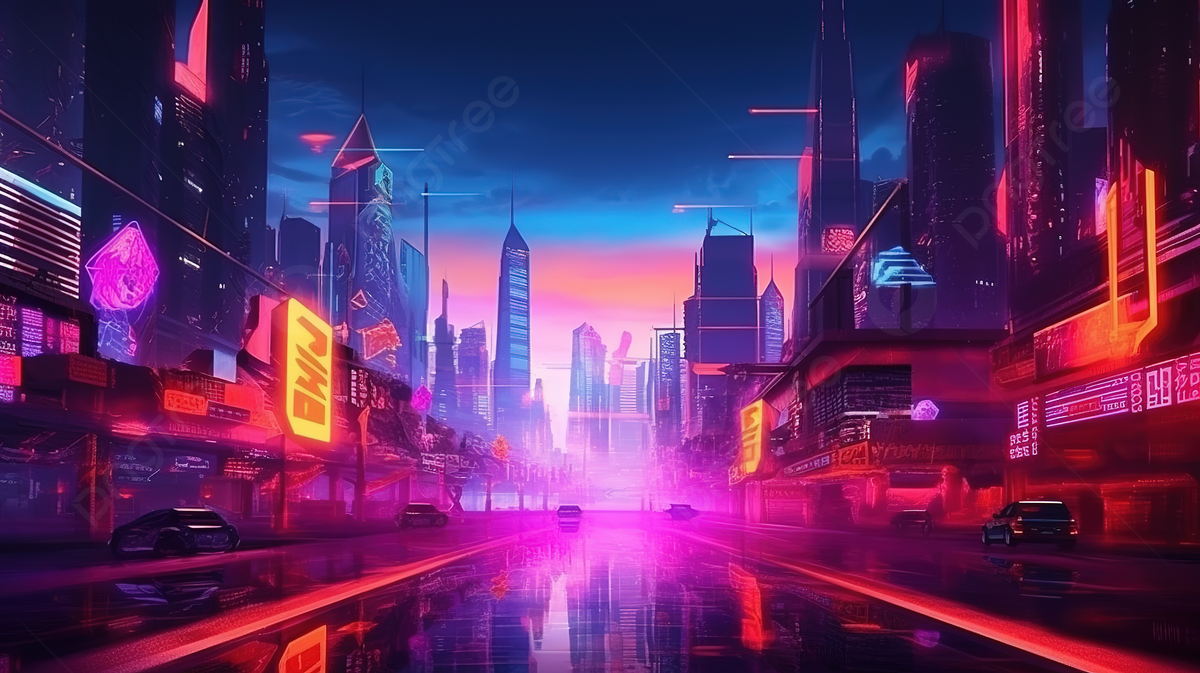  Futuristisch Hintergrundbild 1200x673. Retrowave City Pop Stil Eine Moderne Cyberpunk 3D Darstellung Der Stadtlandschaft, Cyberstadt, Futuristische Stadt, Zukünftige Stadt Hintergrund, Foto und Bild zum kostenlosen Download