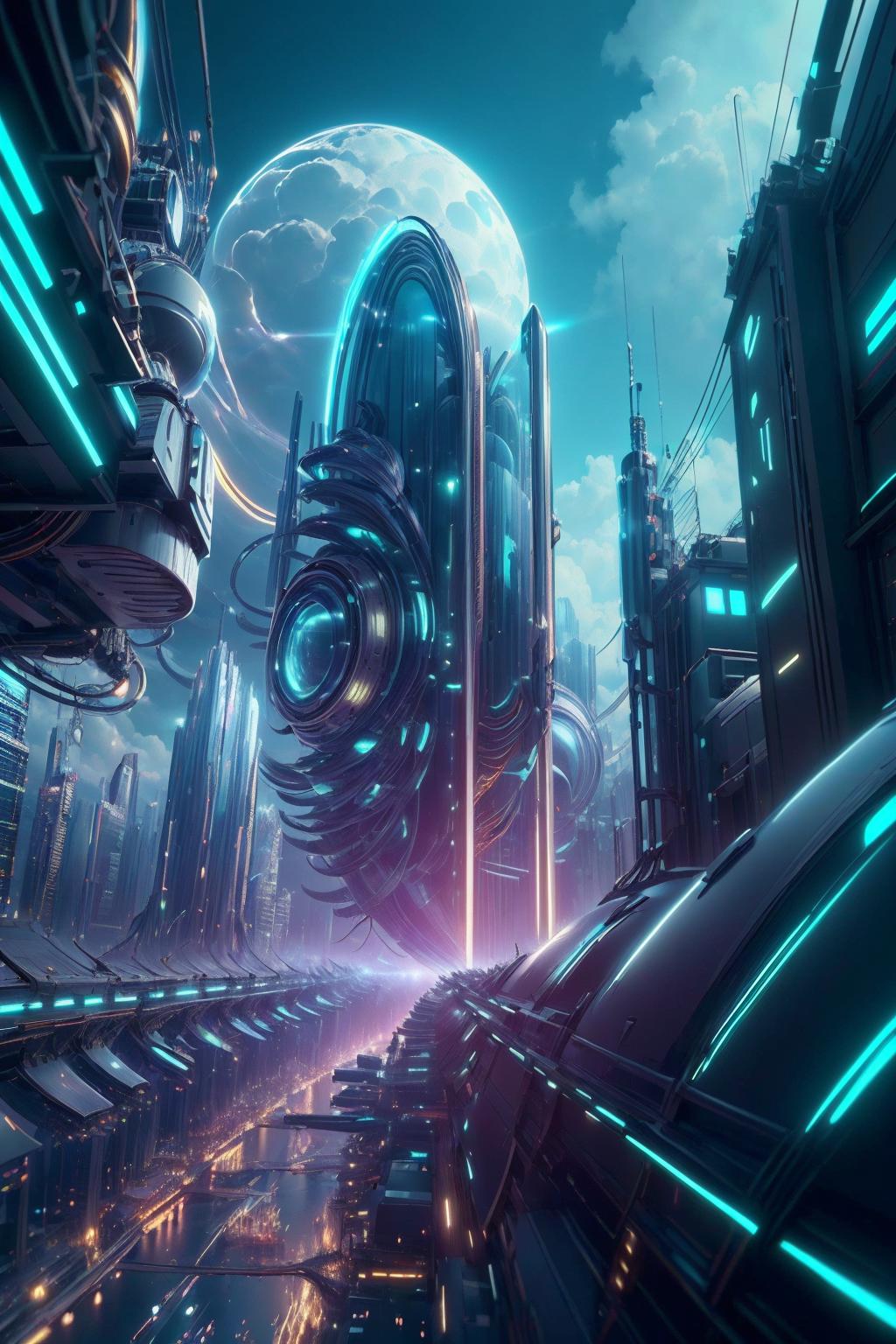  Futuristisch Hintergrundbild 1024x1536. Eine futuristische Stadt mit futuristischen Lichtern und futuristischen Gebäuden