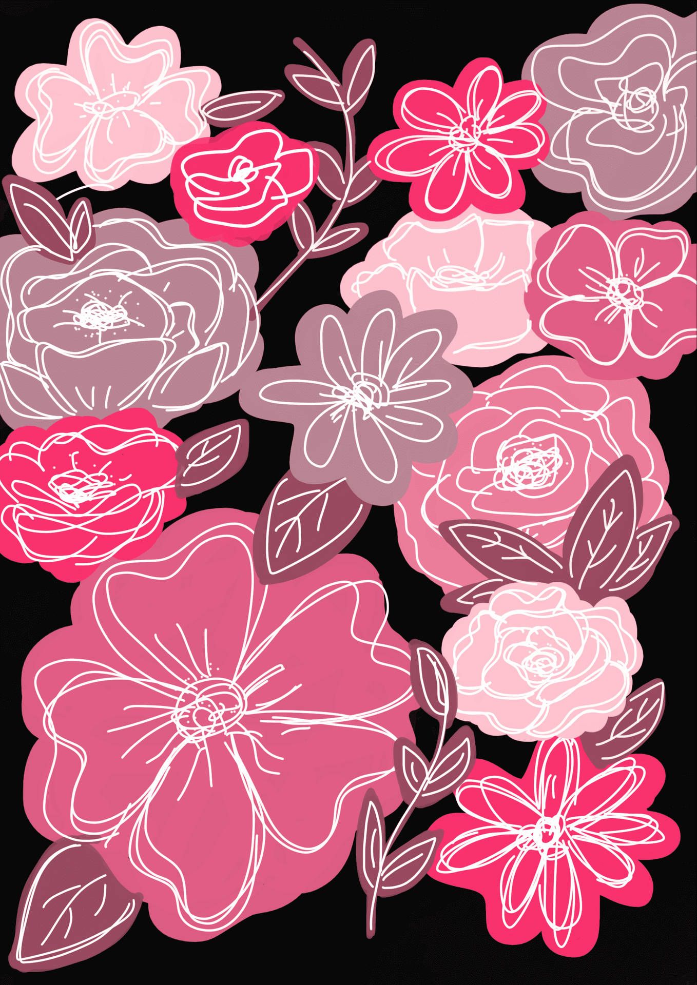  Freundschaft Blume Hintergrundbild 1358x1920. Downloaden Rosablumenzeichnung Tumblr Wallpaper