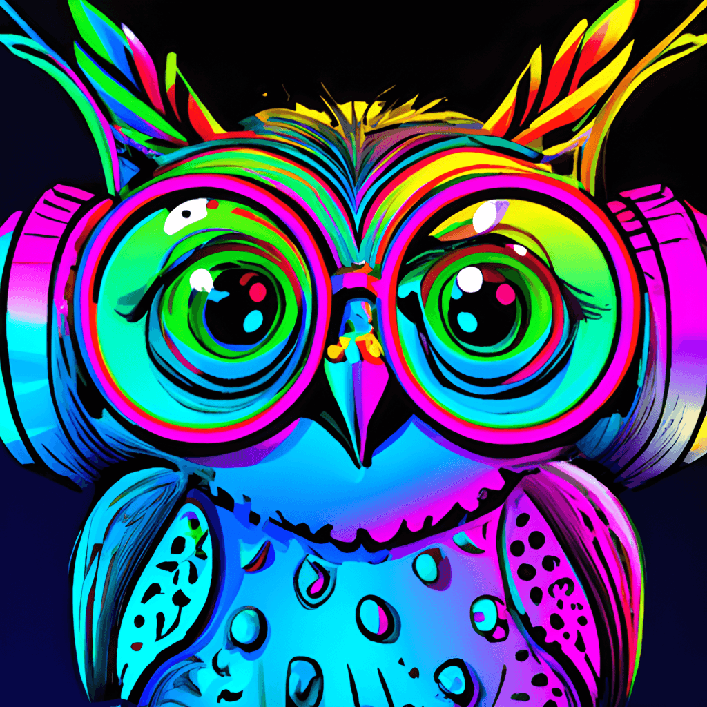  Neon Eule Hintergrundbild 1024x1024. 8k Neonfarbener Skurriler Eulen Cartoon · Creative Fabrica