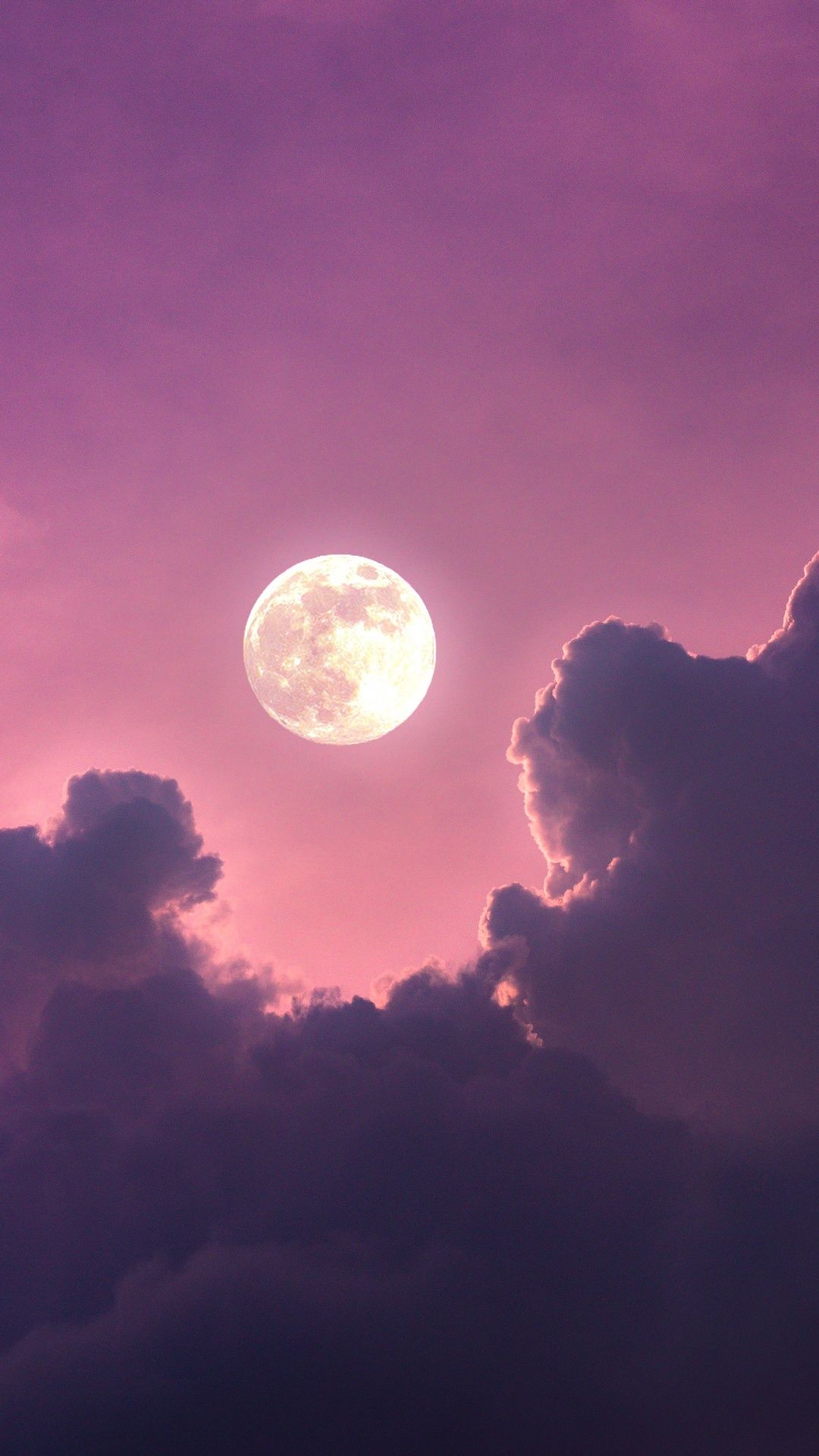  1080x1920 Hintergrundbild 1080x1920. Full moon Wallpaper 4K, Aesthetic, Clouds, Pink sky