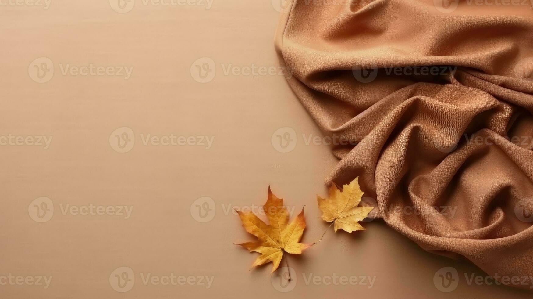  Herbst Beige Hintergrundbild 1749x980. Herbst Hintergrund. Herbst Blätter Und Satin Stoff Auf Ein Beige Hintergrund. Generativ Ai 30413330 Stock Photo Bei Vecteezy