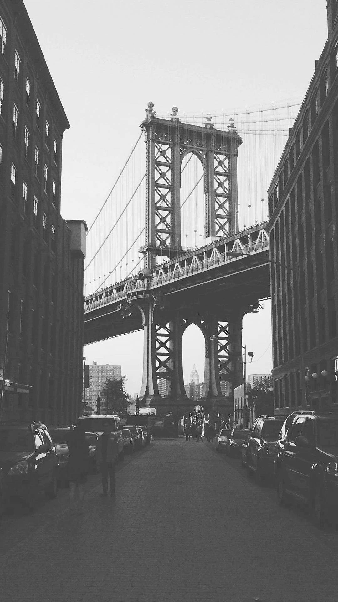  Herz Mit Brücke Hintergrundbild 1080x1920. Downloaden Manhattanbridge New York Schwarz Weiß iPhone Wallpaper