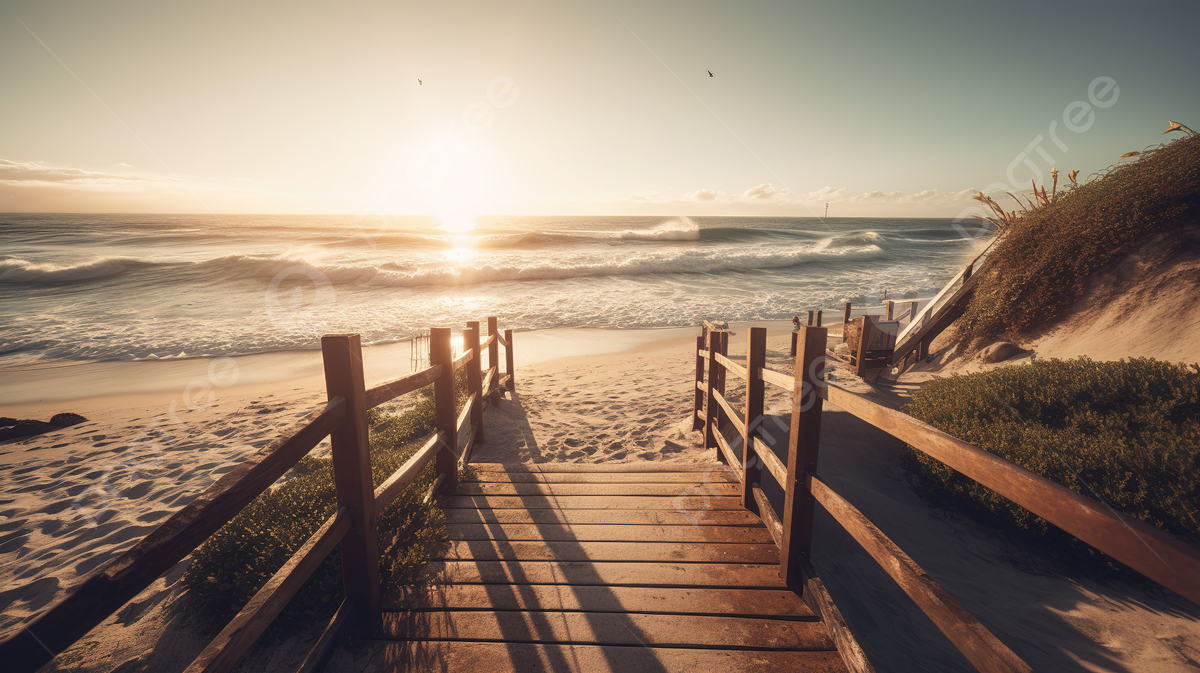  Herz Mit Brücke Hintergrundbild 1200x673. Holzbrücke Die Bei Sonnenuntergang Zu Einem Strand Führt, Strandstimmungsbild, Schwingungen, Sommer Hintergrund, Foto und Bild zum kostenlosen Download