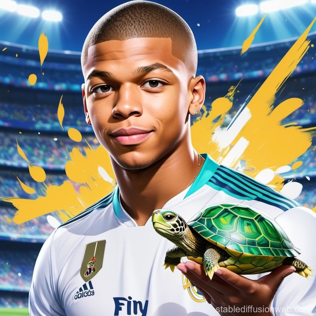  Mbappe Real Madrid Hintergrundbild 1024x1024. Mbappe Posing with Turtle in Real Madrid Kit. Stable Diffusion Online