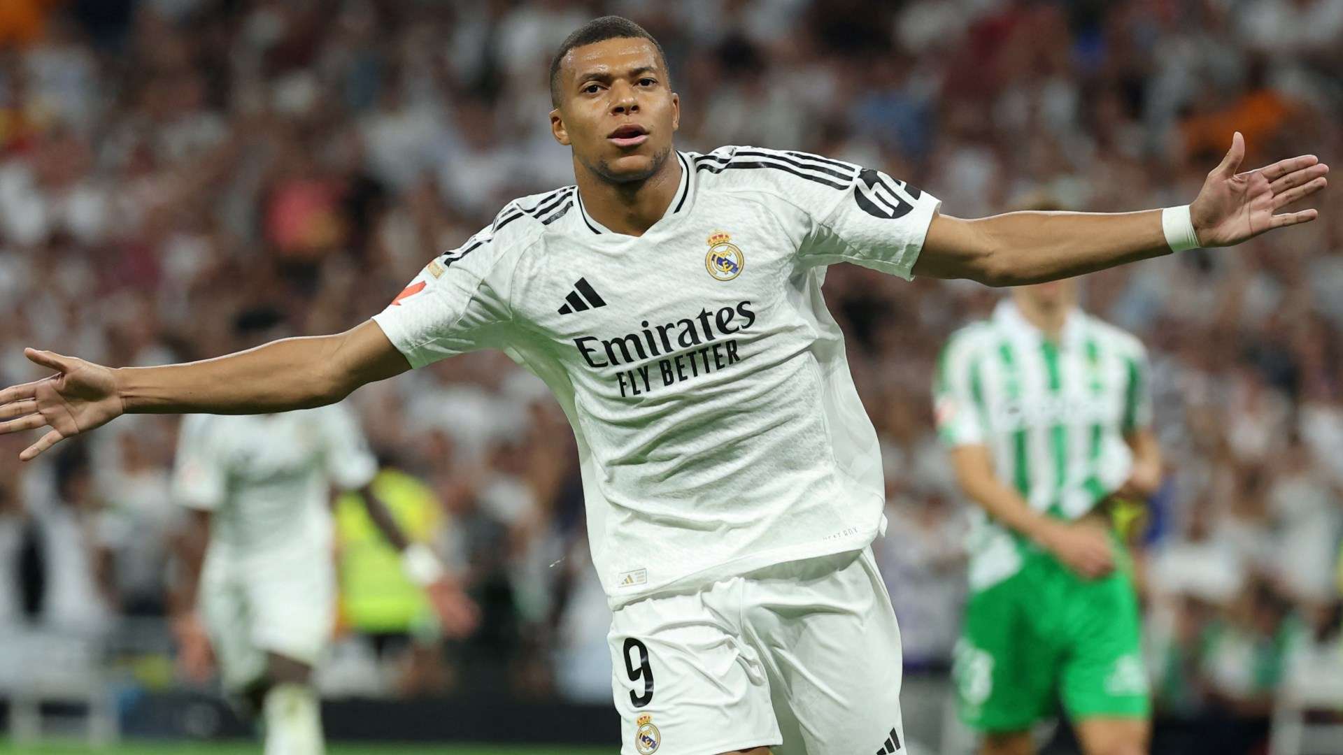  Mbappe Real Madrid Hintergrundbild 1920x1080. Real Madrid player ratings vs Real Betis: Kylian Mbappe has La Liga lift off! Summer signing silences the haters with brace don't let Fede Valverde's dreamy assist be forgotten