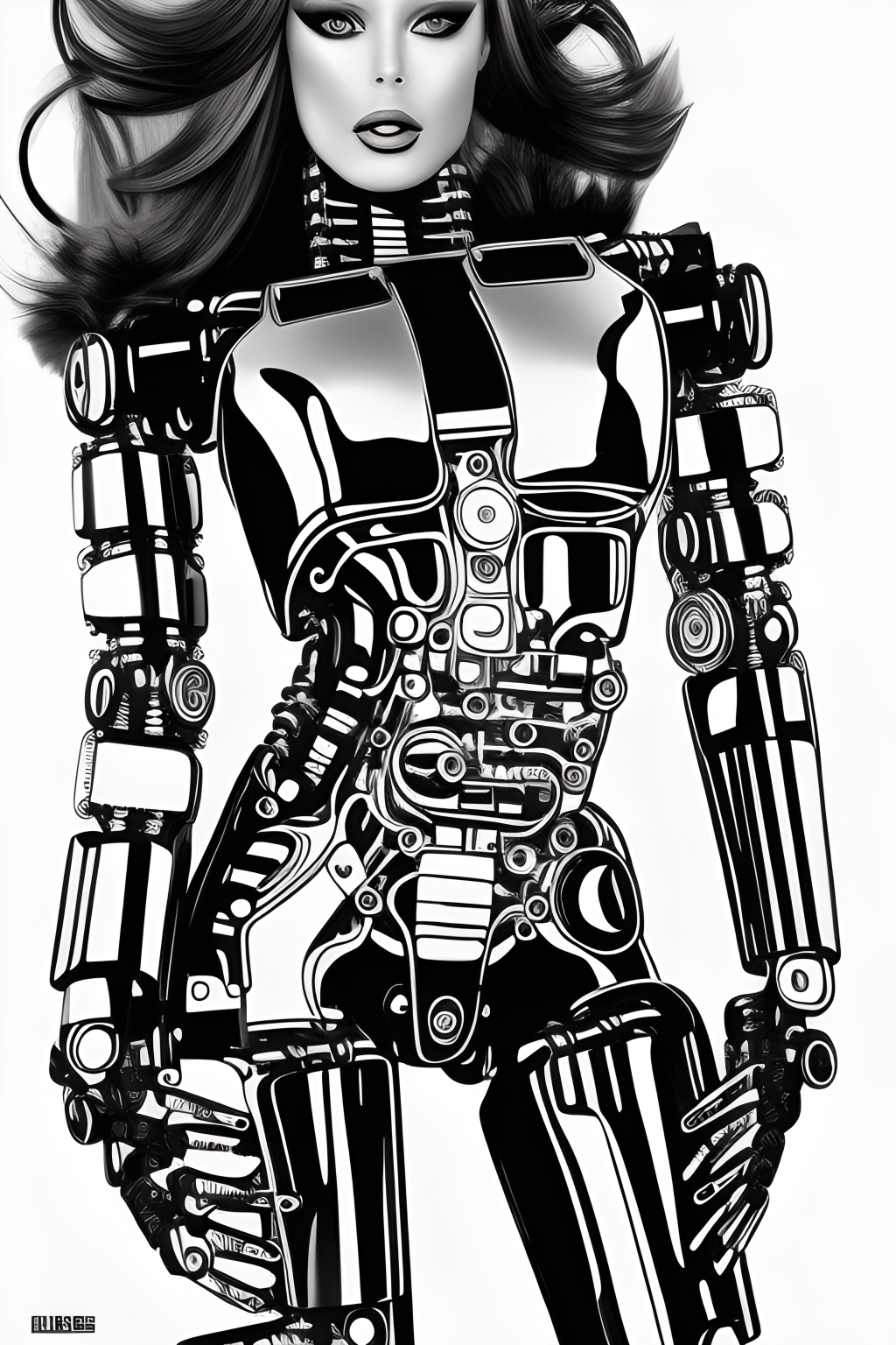  Dark Bionic Hintergrundbild 1024x1536. Bionic Woman Half Robot Cyborg Android · Creative Fabrica