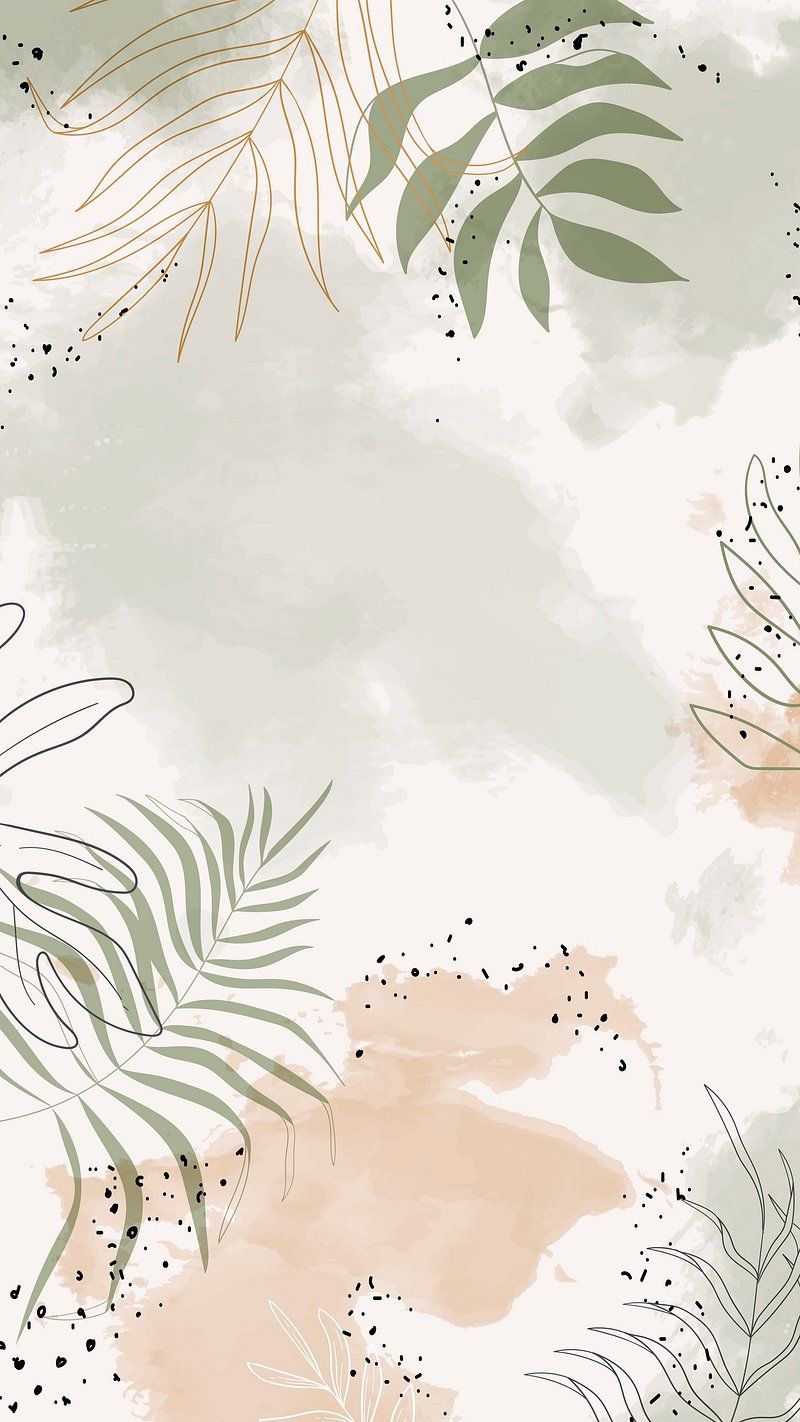  Aquarell Hintergrundbild 800x1422. Beige Leafy Watercolor Wallpaper Image Wallpaper