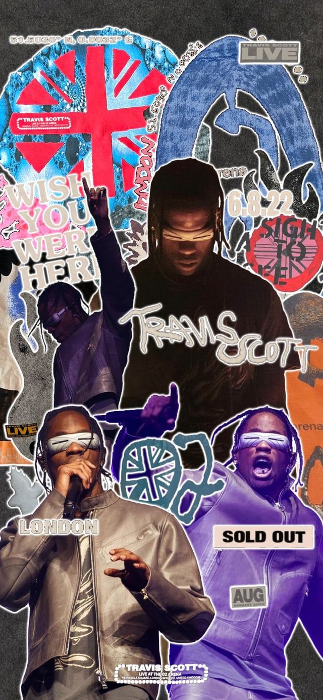  Travis Scott Hintergrundbild 640x1384. Made a collage wallpaper for Travis' O2 performance, let me know thoughts