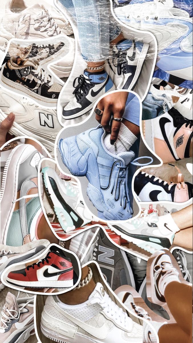  Nike Air Force Hintergrundbild 676x1200. Sneaker Head Collage Background