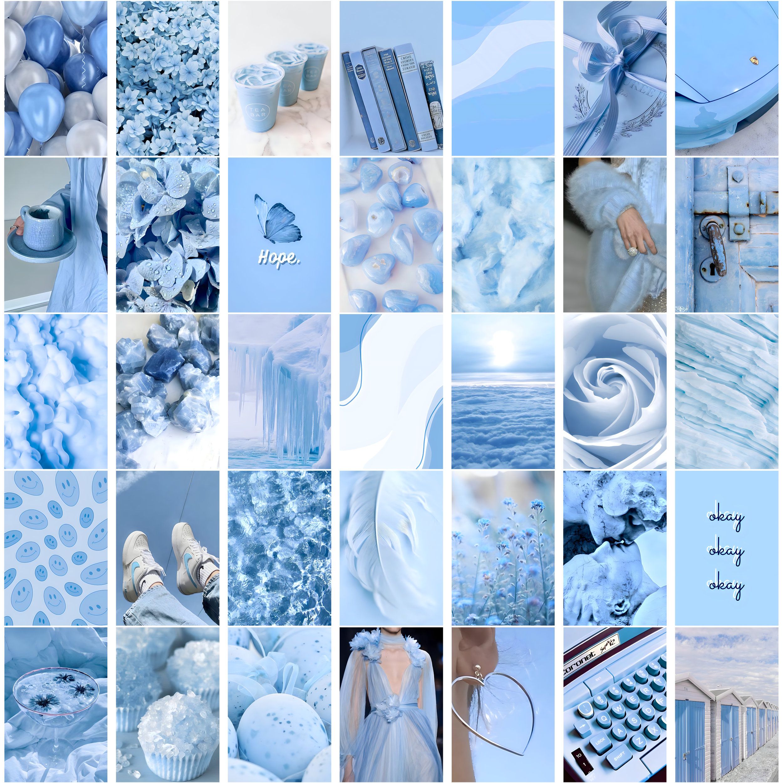  Blaue Asthetik Hintergrundbild 2500x2500. Blue aesthetic wallpaper collage