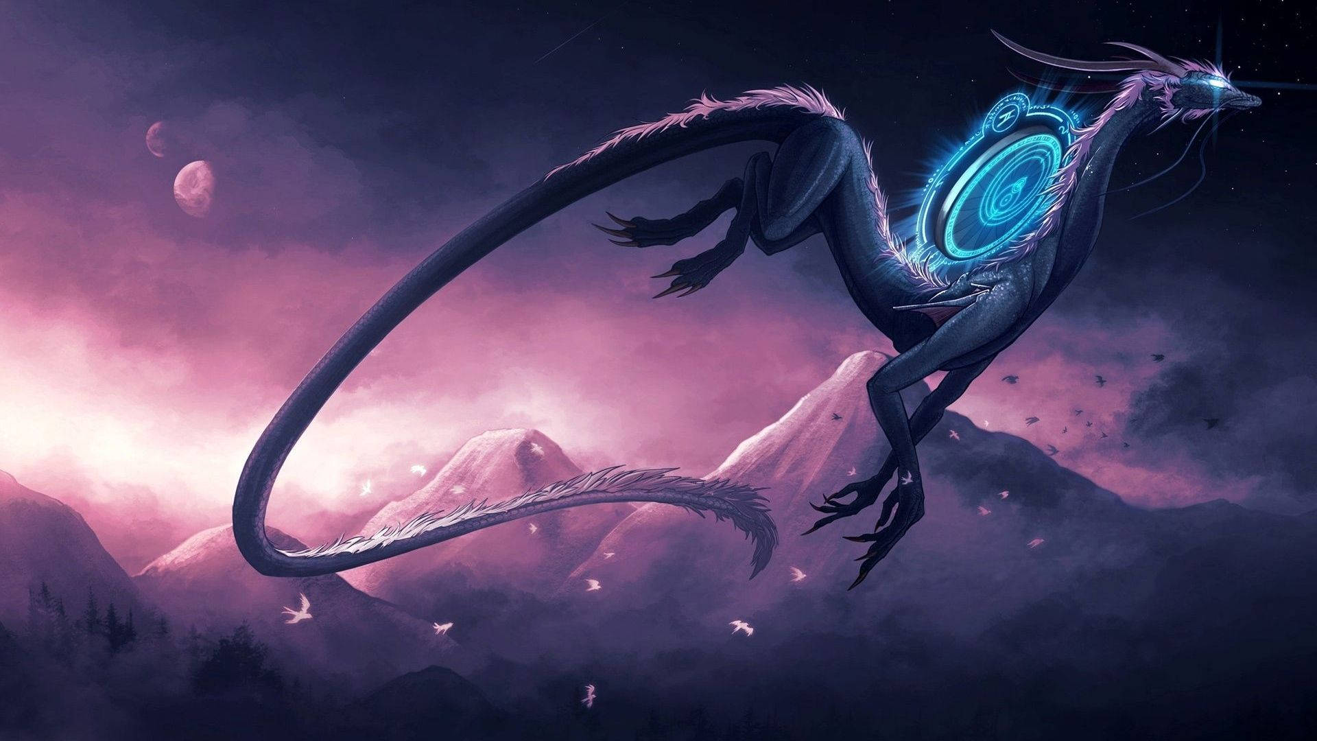  Galaxi Drache Hintergrundbild 1920x1080. Download Caption: Majestic Galaxy Dragon Illuminating the Universe Wallpaper