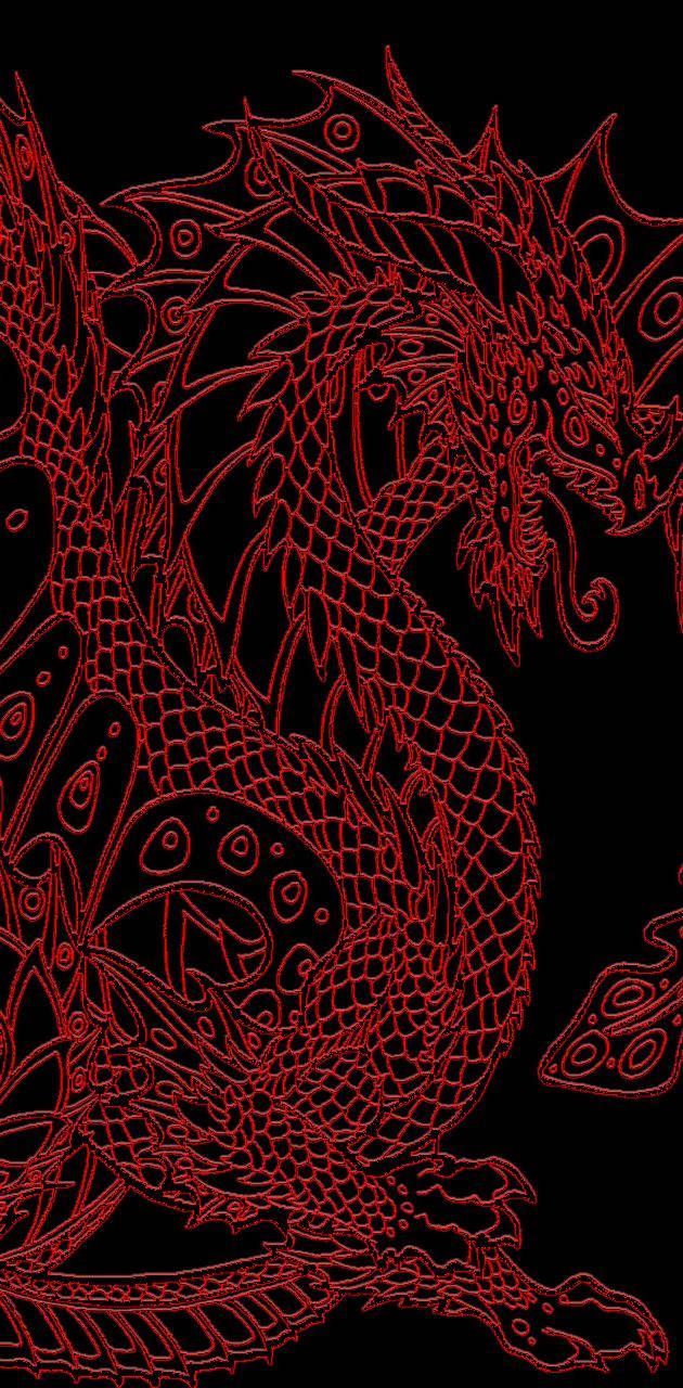  Drachen Auge Hintergrundbild 630x1280. Downloaden Feurigerchinesischer Schwarzer Roter Drache Wallpaper