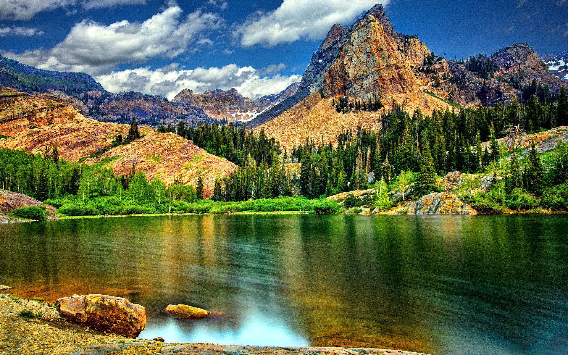  Lake Antorno Hintergrundbild 1920x1200. Download Lake View With Jagged Mountain Wallpaper