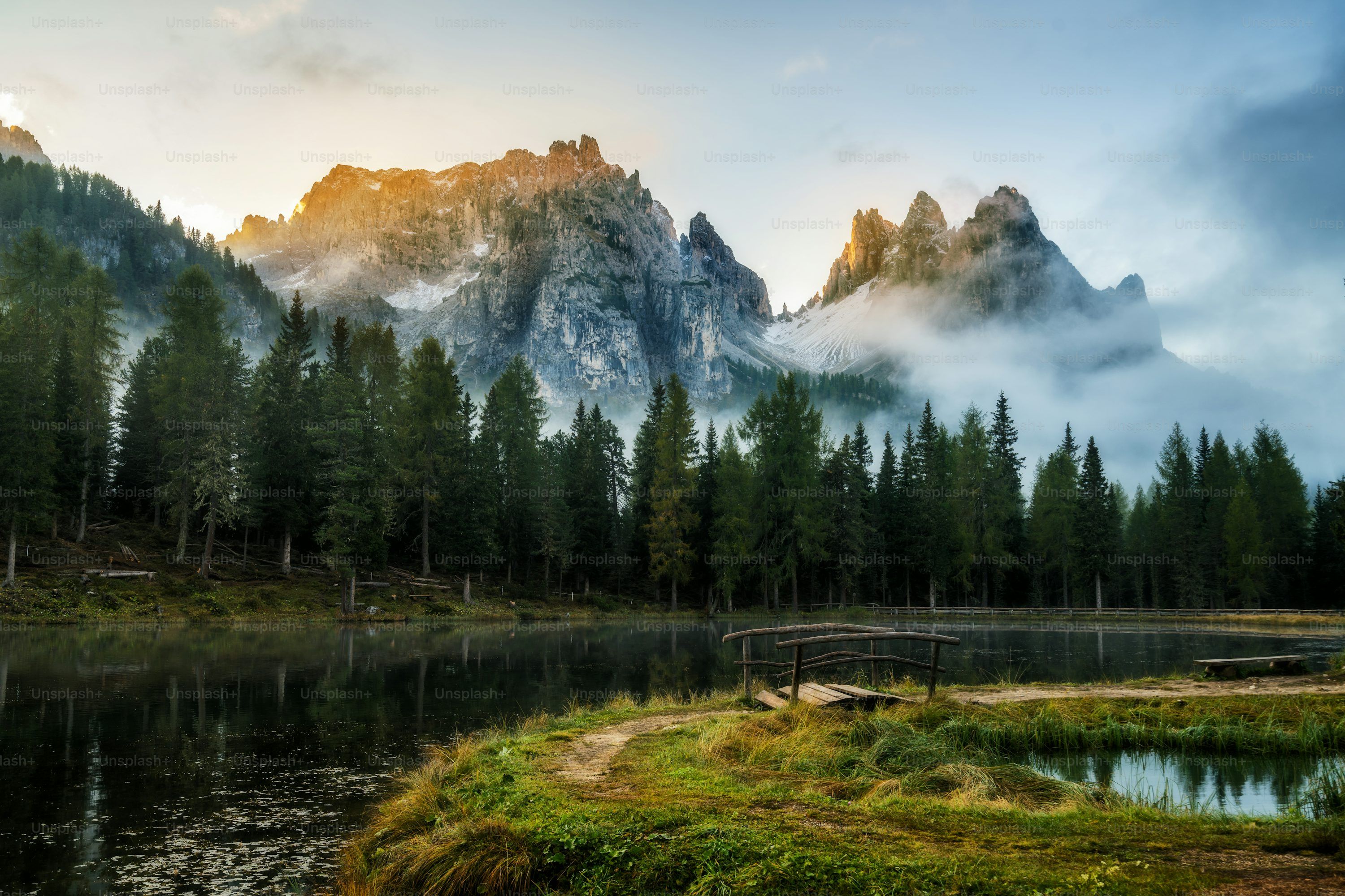  Lake Antorno Hintergrundbild 3000x2001. Pine Tree Forest Picture. Download Free Image