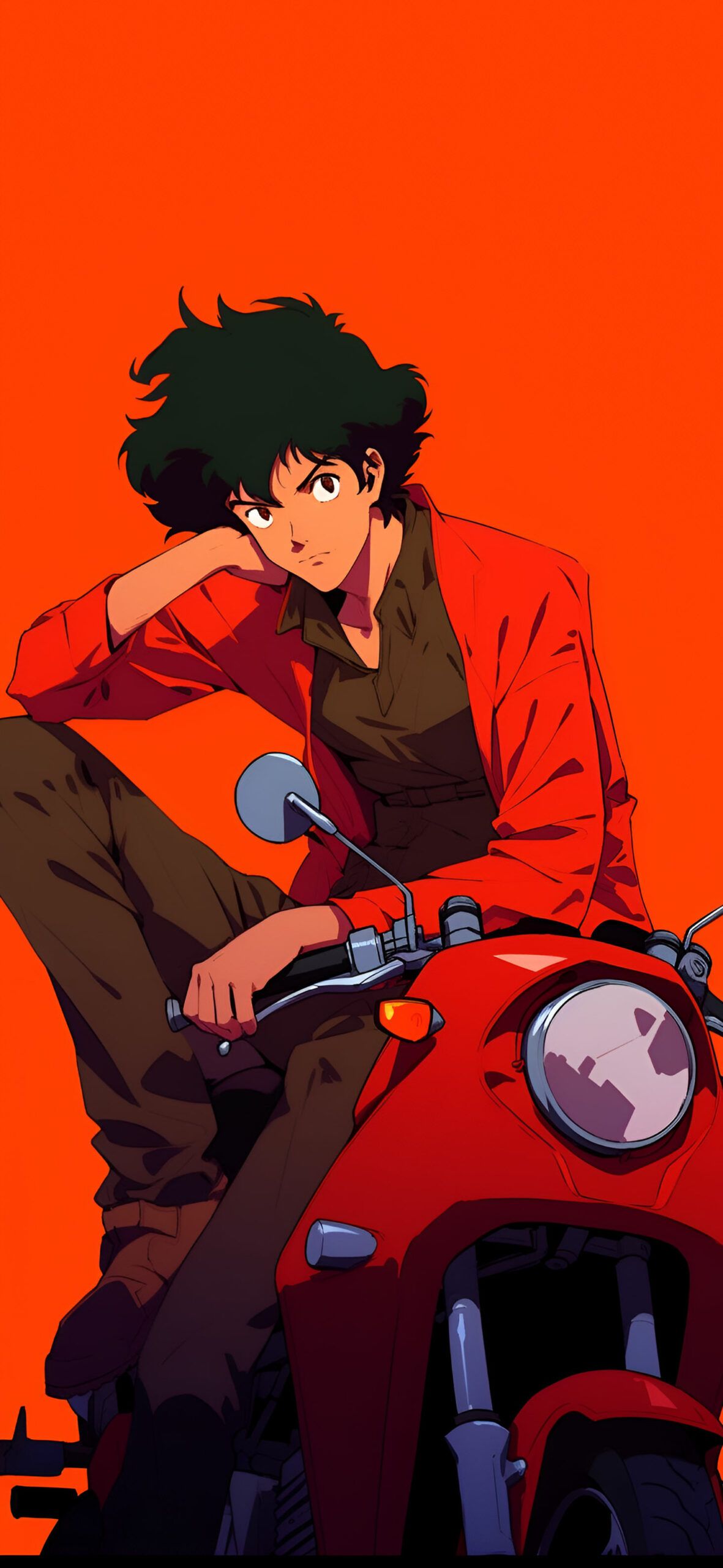  Spike Hintergrundbild 1181x2560. Cowboy Bebop Spike Spiegel on Motorcycle Wallpaper for iPhone