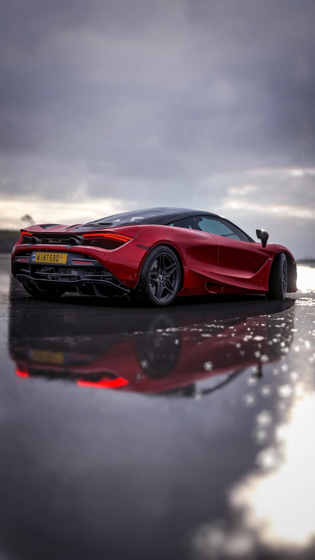  McLaren Hintergrundbild 1080x1920. Download McLaren 720S Red Car Wet Road Phone Wallpaper