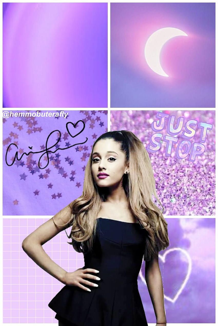  Handy Ariana Grande Hintergrundbild 850x1271. Ariana Grande Lila Collage Lockscreen., Ariana Grande Ästhetik HD Handy Hintergrundbild