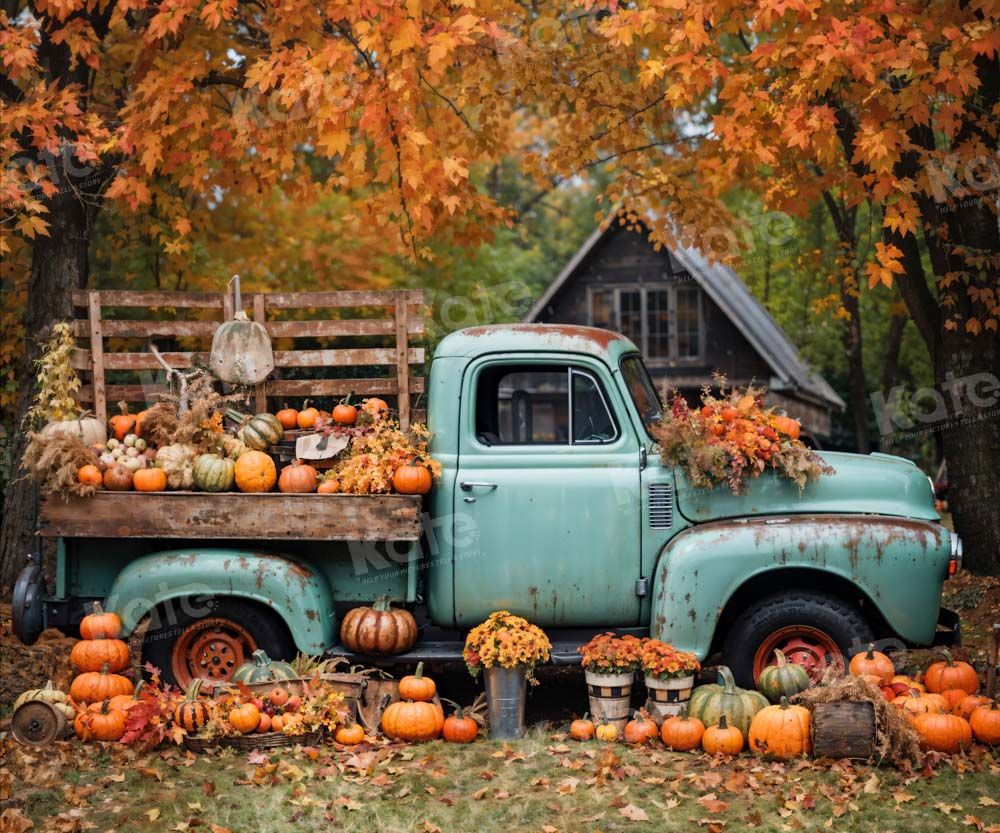  Herbst Kleines Haus Hintergrundbild 1000x833. Kate Herbst Truck Goldene Blätter Altes Haus Hintergrund von Chain Photography. Kate Backdrop.de