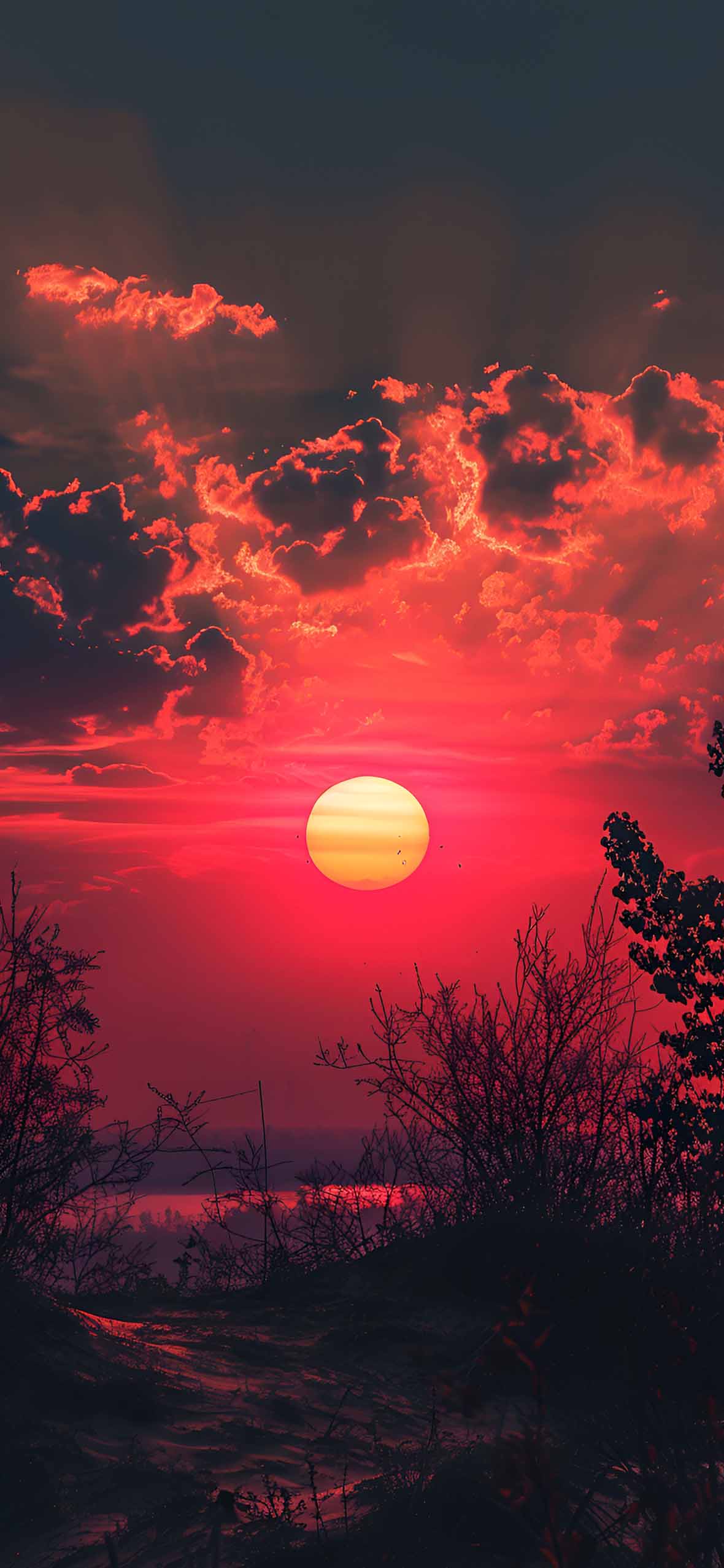  ästhetik Hintergrundbild 1180x2554. Dramatic Red Sunset Aesthetic Wallpaper