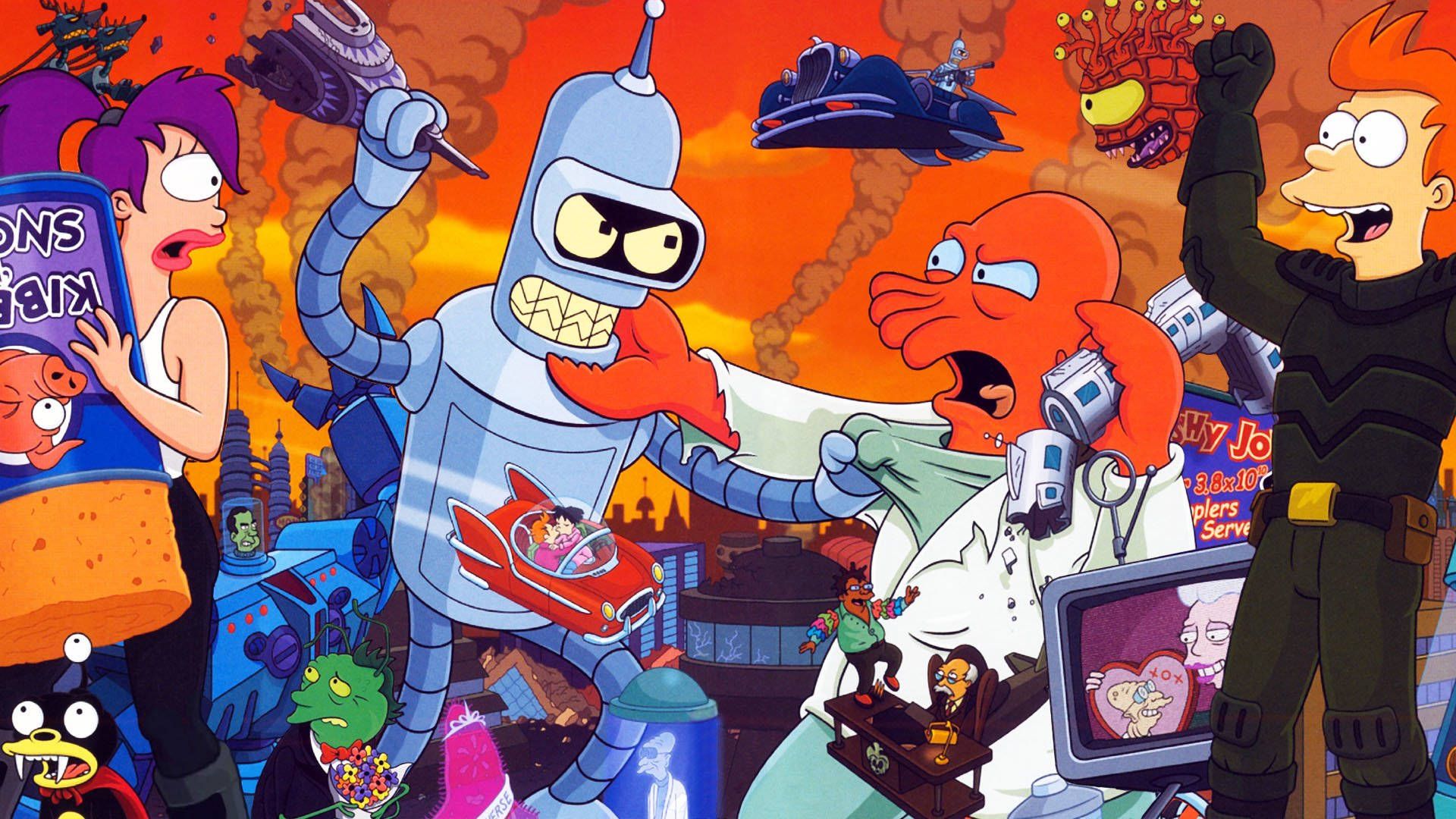  Futurama Hintergrundbild 1920x1080. Futurama Characters Colorful Poster Wallpaper