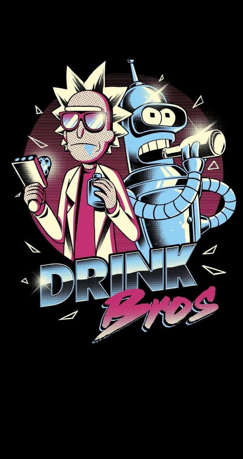  Futurama Hintergrundbild 800x1507. Rick and Bender, adult swim, alcohol, awesome, futurama, rick and morty, science, HD phone wallpaper