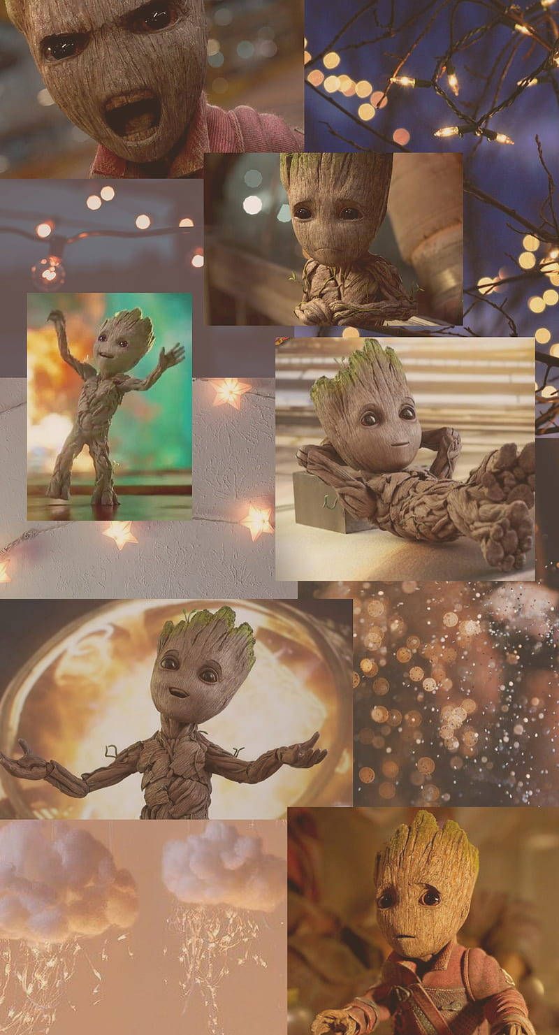  Groot Hintergrundbild 800x1481. Download Groot Yellow Aesthetic Collage Wallpaper