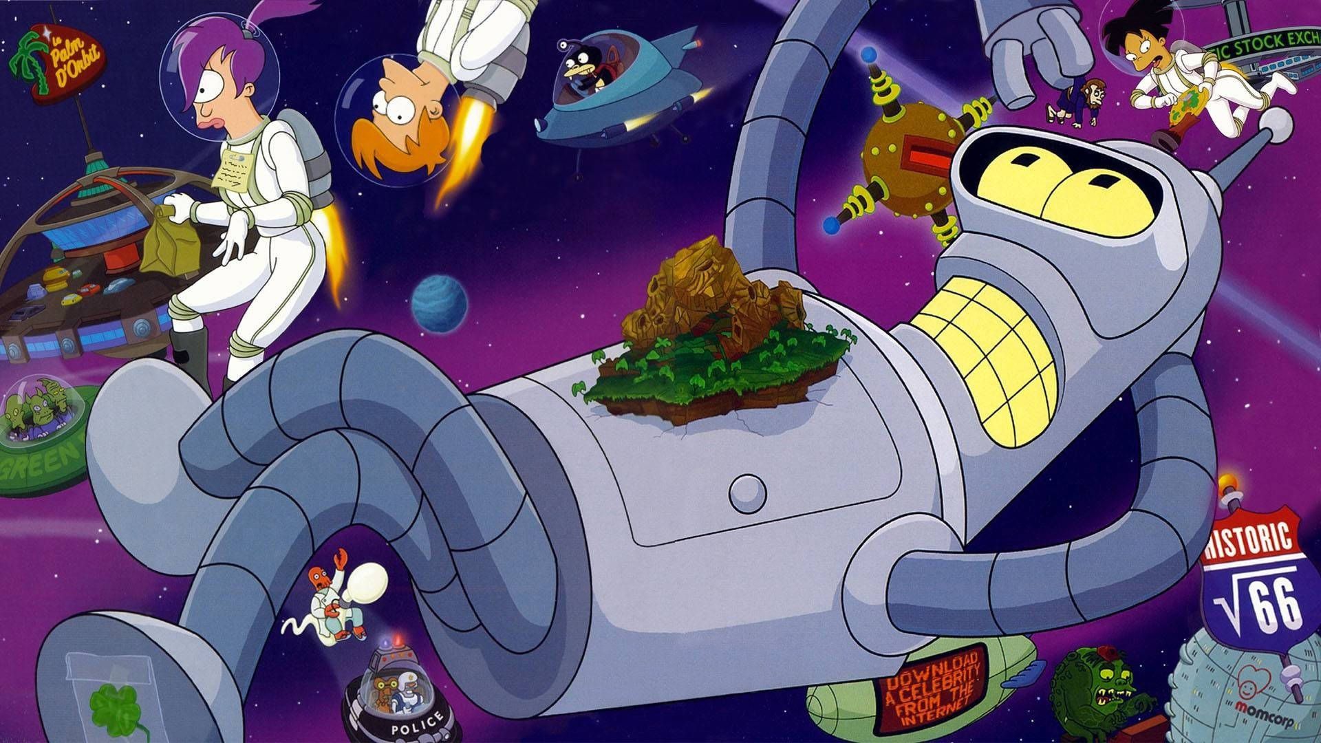  Futurama Hintergrundbild 1920x1080. Futurama Outer Space Wallpaper