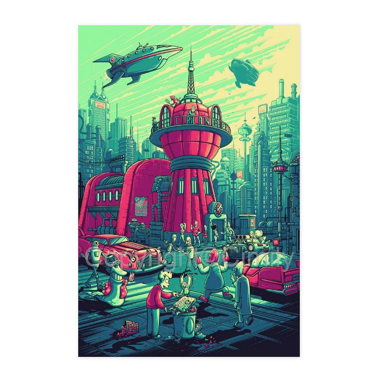  Futurama Hintergrundbild 1600x1600. Classic Animation Futurama Poster, Self Adhesive Poster, Aesthetic Posters Wall Art Posters For Room Dorm Indie Room Decor 30*45（cm） : Amazon.co.uk: Home & Kitchen