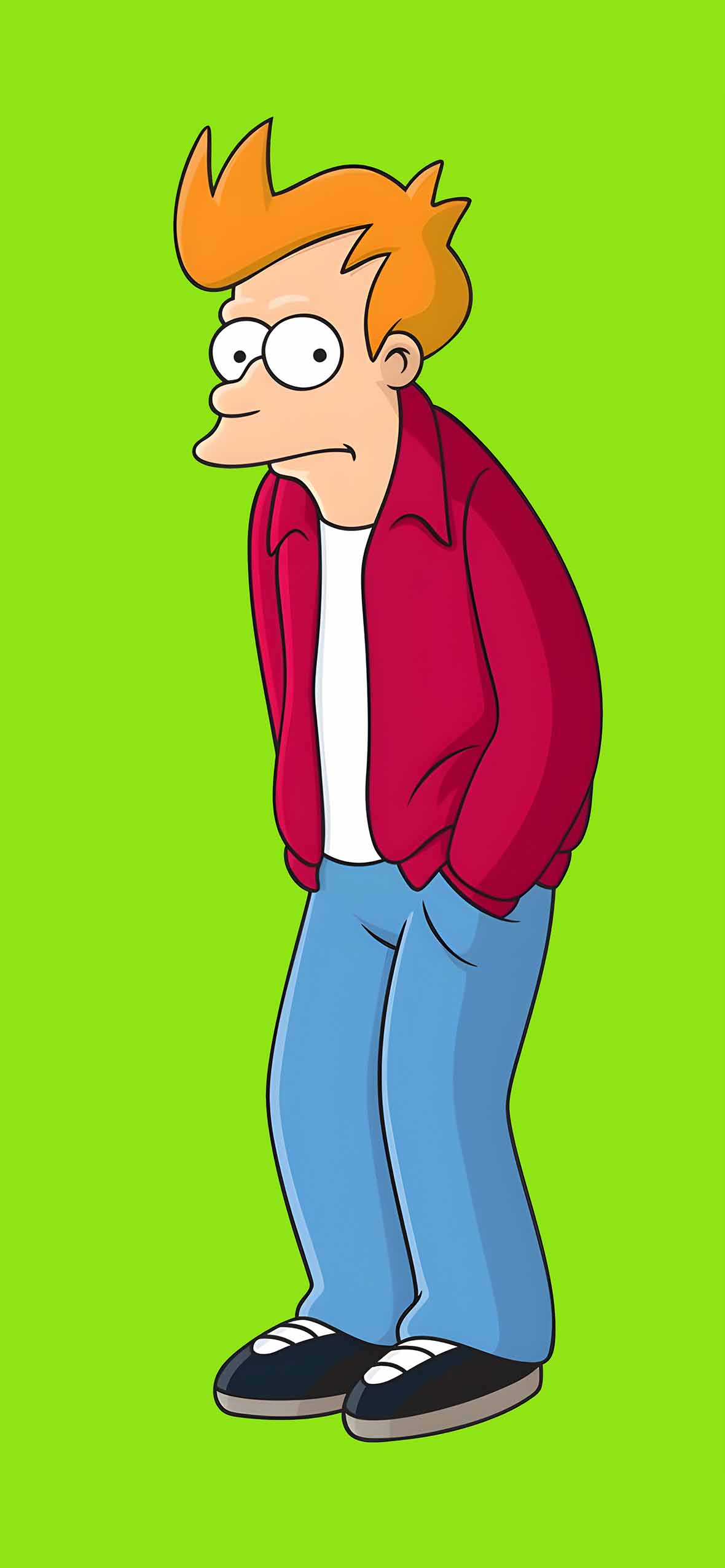  Futurama Hintergrundbild 1180x2554. Futurama Fry Bored Expression Cartoon Wallpaper