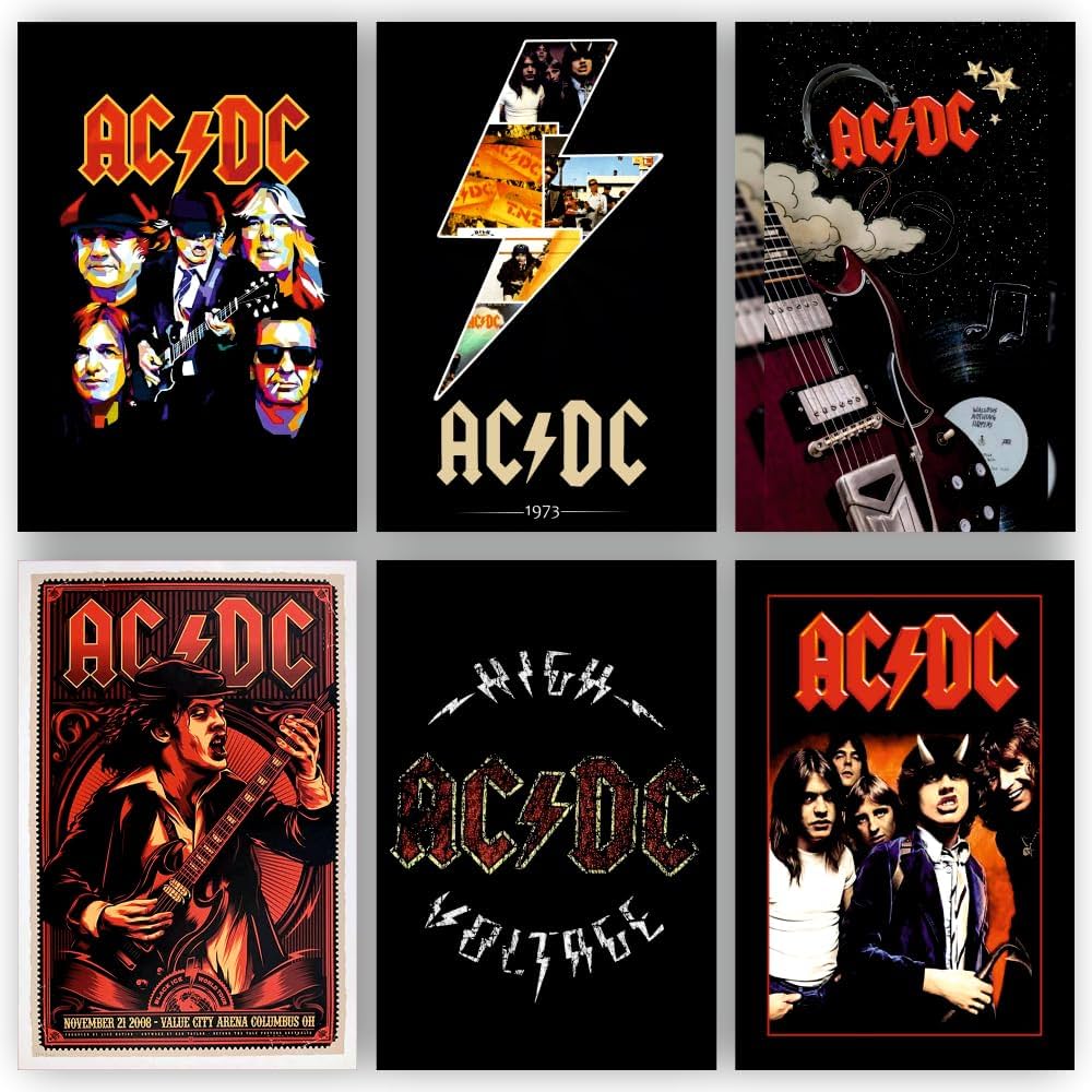  AC/DC Hintergrundbild 1000x1000. SAW AC DC Rock Band PopArt Poster for Home Office and Student Room Wall. Aesthetic Poster. Wall Decor (12x8 Inch) Set of 6 Pieces : Amazon.in: Home