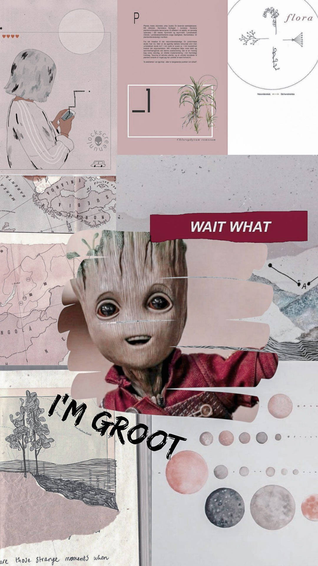  I Am Groot Hintergrundbild 1080x1920. Download I'm Groot Aesthetic Collage Wallpaper