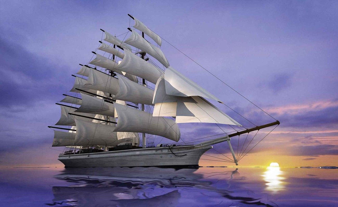  Segelschiff Hintergrundbild 1300x794. Fototapete, Tapete Segelschiff Segeln Sonnenuntergang bei EuroPosters
