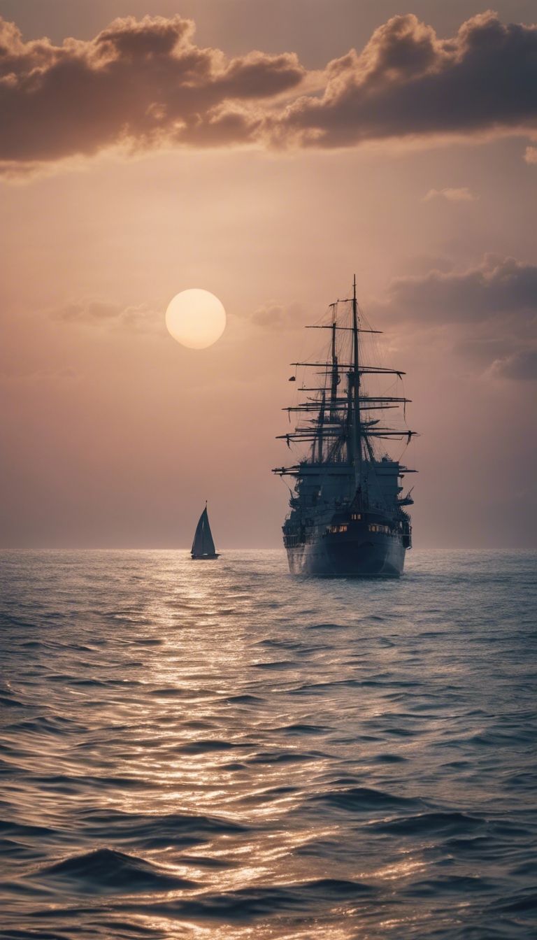  Segelschiff Hintergrundbild 768x1344. Ein altes marineblaues Schiff, das bei Sonnenuntergang auf dem offenen Meer segelt Hintergrundbild [1ad0376fc9d643308872] von Wallpaper HD