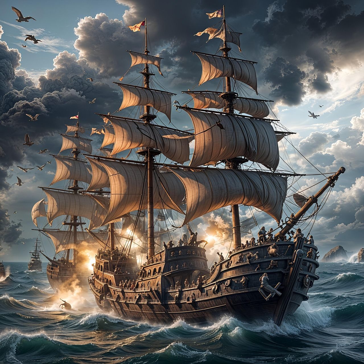  Segelschiff Hintergrundbild 1280x1280. Kostenlose Seeschlacht Und Piratenschiff Bilder