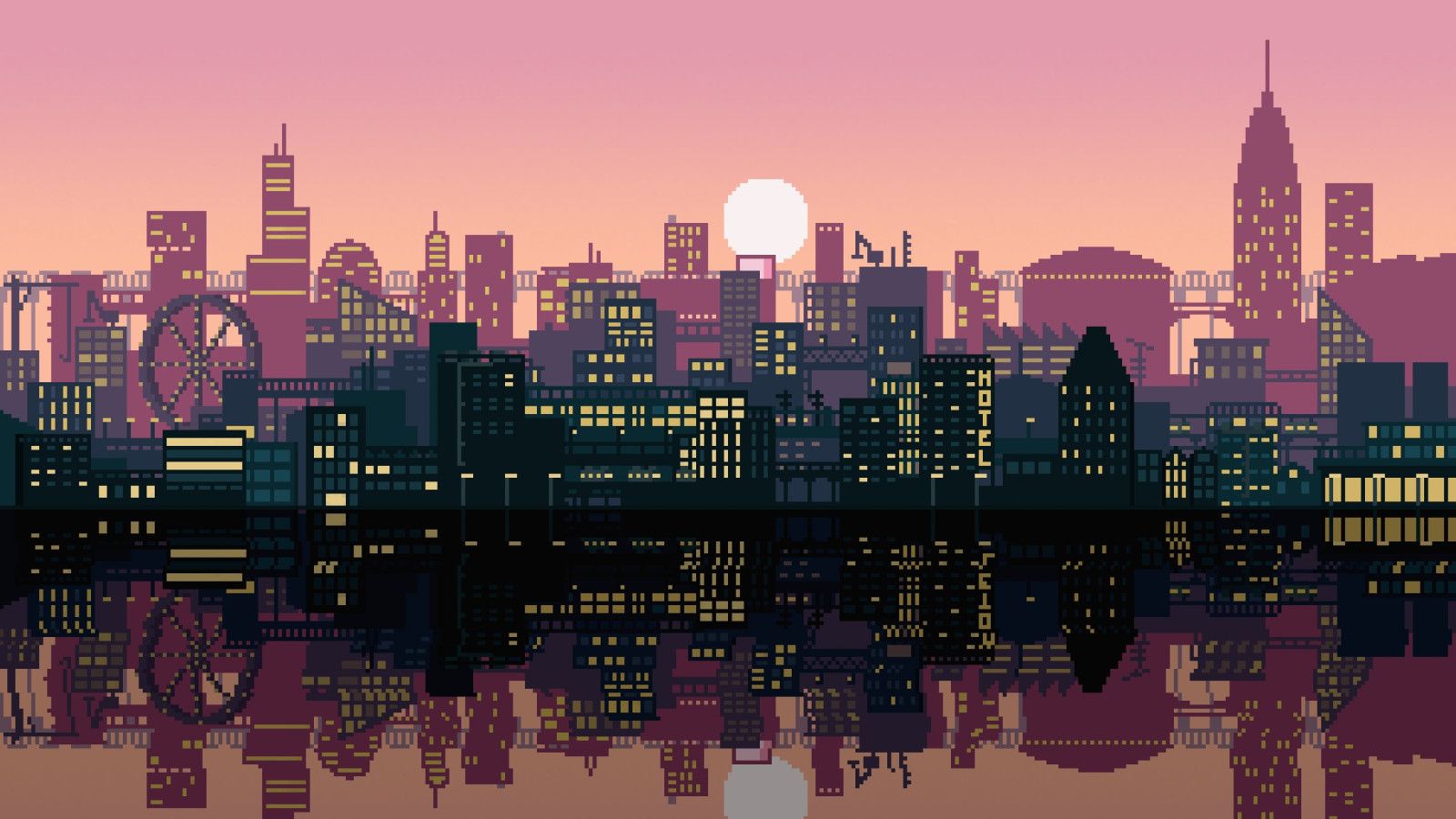  Skylines Hintergrundbild 1600x900. Aesthetic Pixel Art HD Background Wallpaper 49280