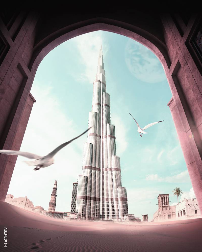  Abu Dhabi Tower Hintergrundbild 800x1000. French artist's surreal digital works of Dubai landmarks win fans online
