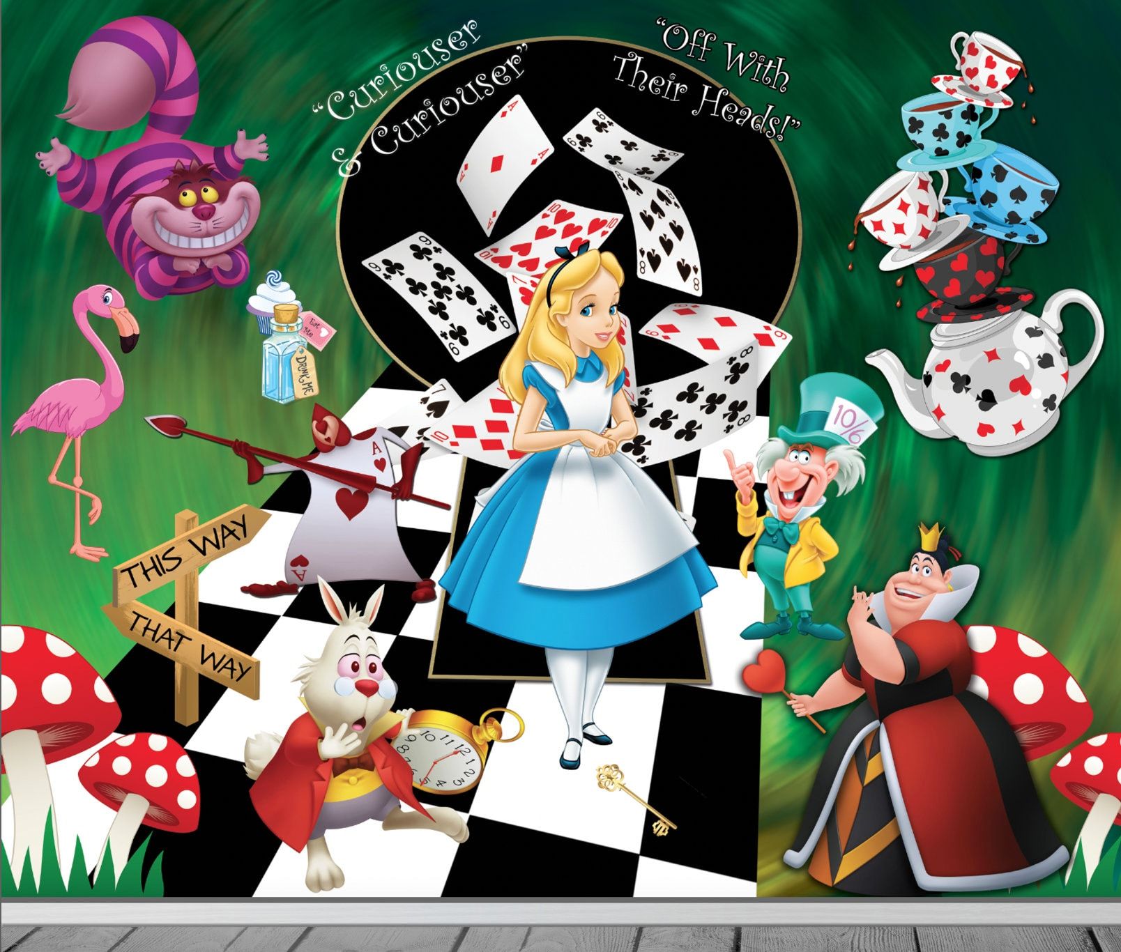  Alice Im Wunderland Hintergrundbild 1608x1366. Alice Adventures in Wonderland Wallpaper Mural Bedroom Cafe