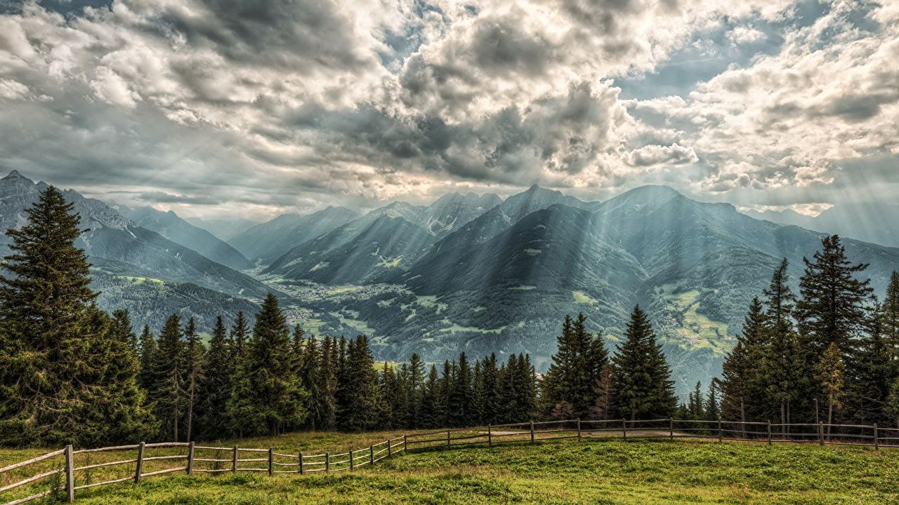  Alpen Hintergrundbild 1280x720. Fotos von Lichtstrahl Alpen Österreich Berg Natur Zaun Wolke