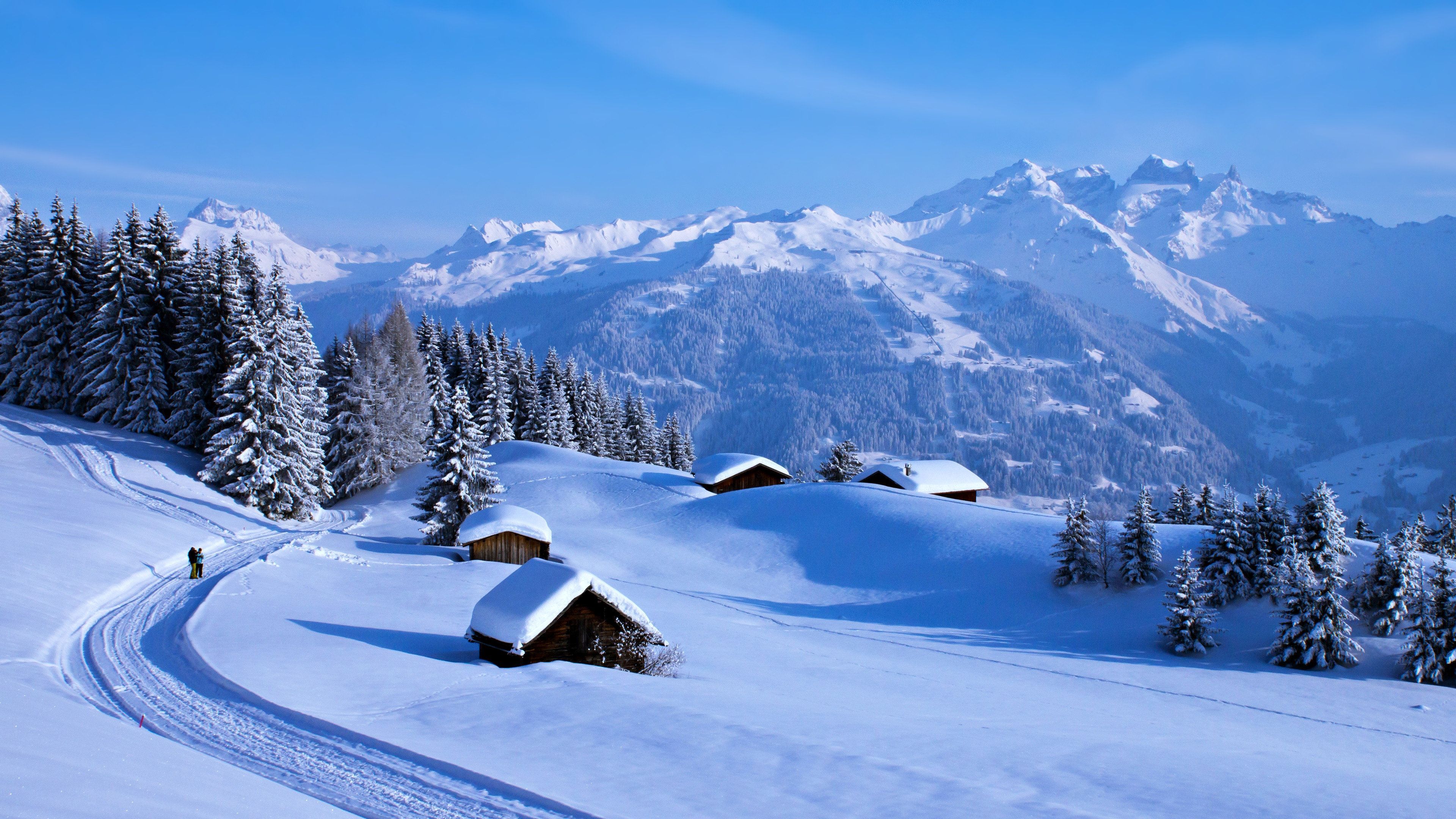  Alpen Hintergrundbild 3840x2160. Winterwanderung in den Alpen